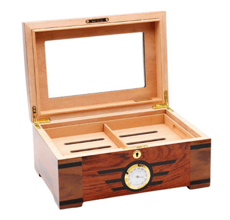 wooden cigar box opening