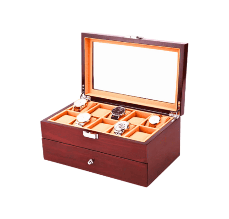 personalized wooden watch box open