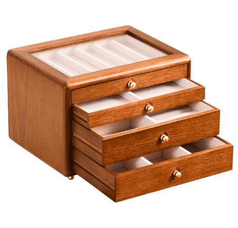 wooden jewelry box open