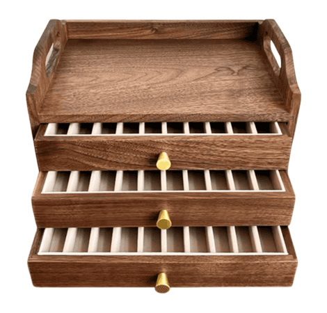 wooden pen box with handle